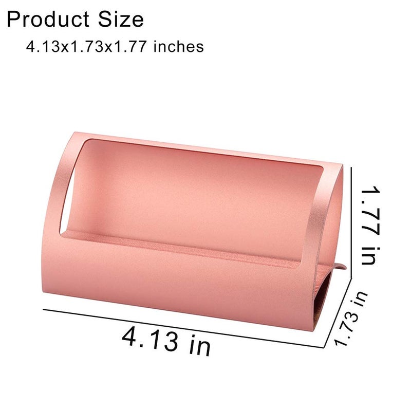 BAOHD Metal Business Card Holder for Desk - Modern Aluminum Business Card Display Holder Stand, Desktop Name Card Rack Organizer, Rose Gold - Image 2